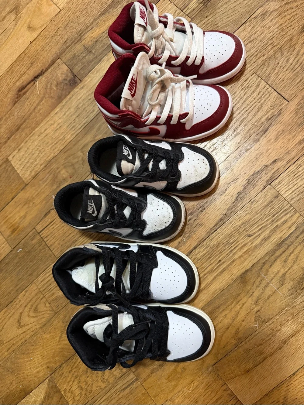 Nike Kids' High-Top Sneakers in White, Red & Black